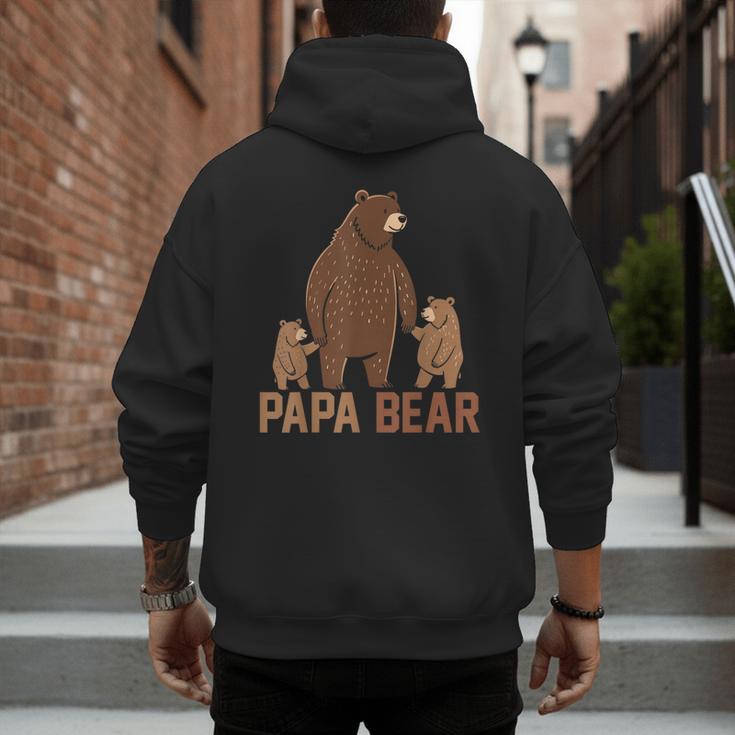 Papa Bear Dad Two Cubs Daddy Bear 2 Kids Father's Day Men's Hoodie Back Print