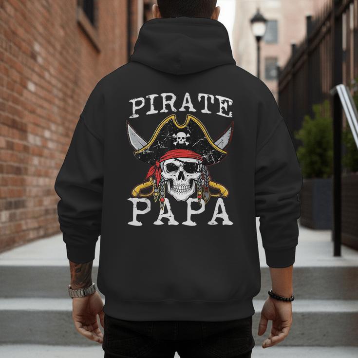 Pirate Papa Skull Family Matching Costume Dad Grandpa Men Men's Hoodie Back Print