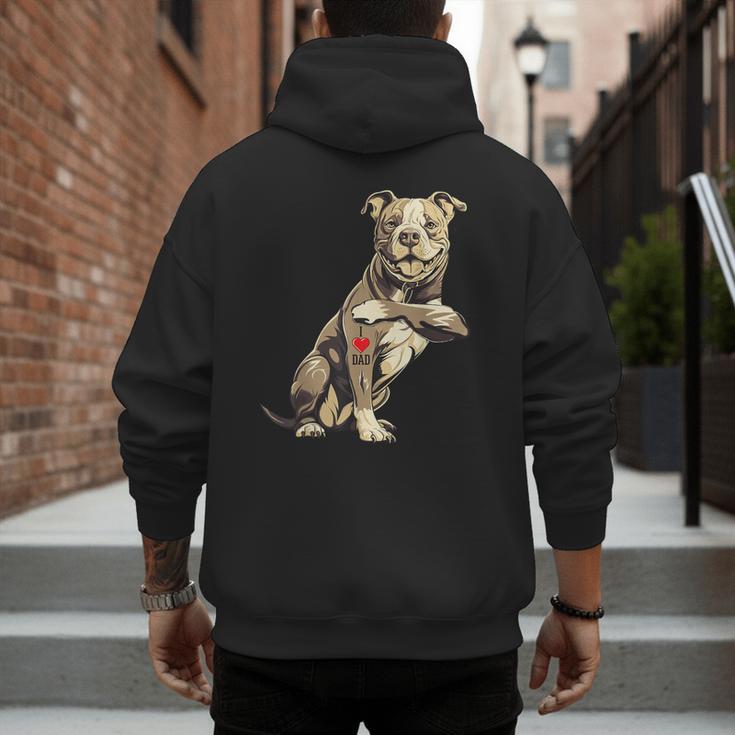 Pitbull I Love Dad Pit Bull Terrier Pettie Dog Owner Father Men's Hoodie Back Print