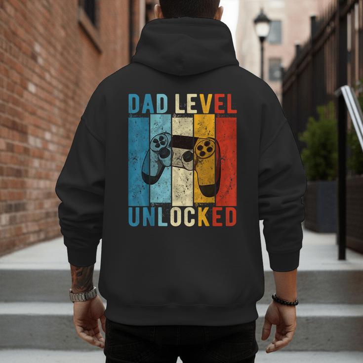 Pregnancy Announcement Dad Level Unlocked New Daddy Father Men's Hoodie Back Print