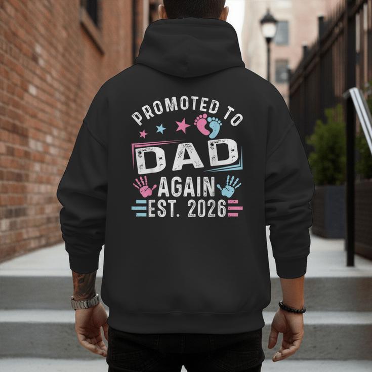 Promoted To Dad Again Est 2026 Vintage Dad Men's Hoodie Back Print