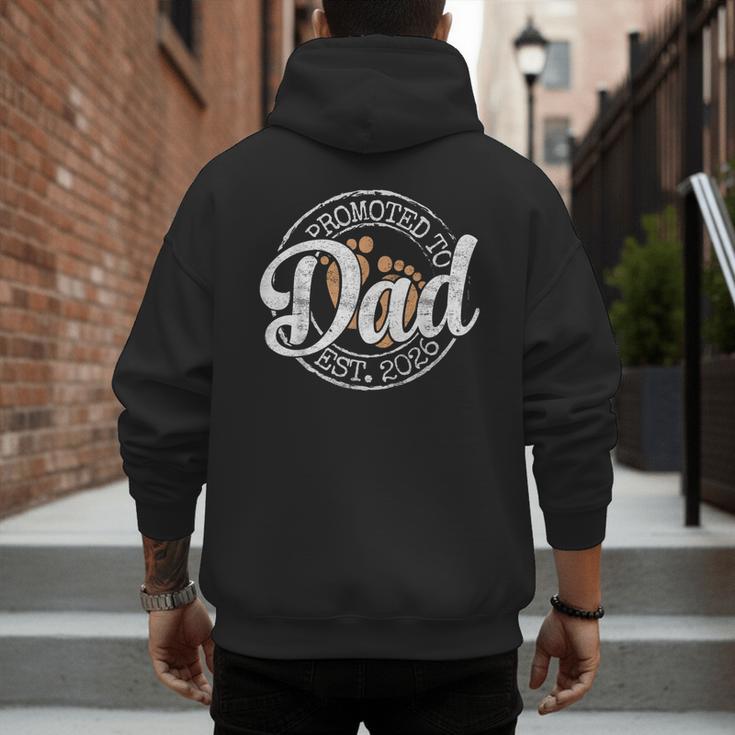 Promoted To Dad Est 2026 Stamp First Time Daddy To Be Men's Hoodie Back Print