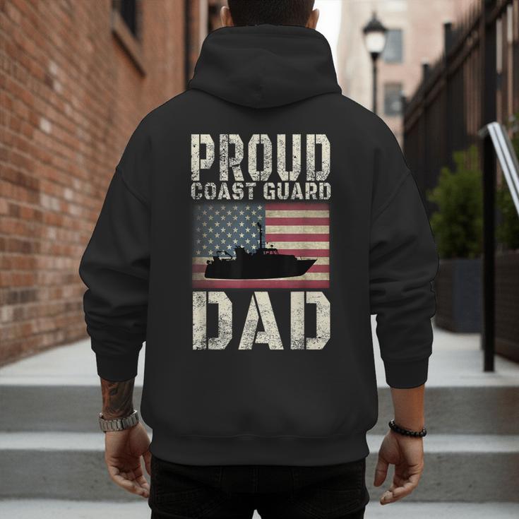 Proud Coast Guard Dad USCG American Flag T-Shirt Men's Hoodie Back Print