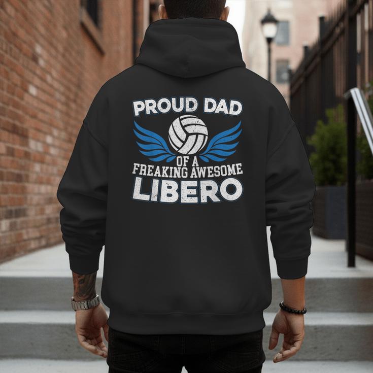 Proud Dad Of A Freaking Awesome Libero Volleyball Father Men's Hoodie Back Print