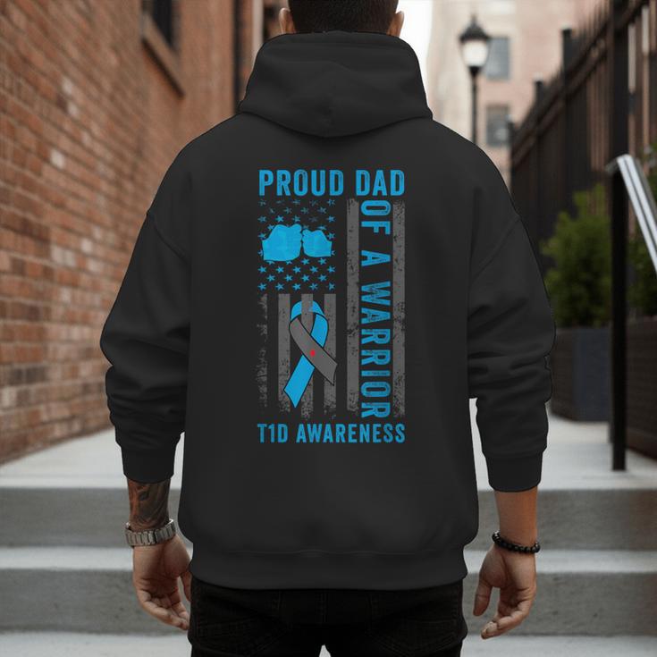 Proud Dad Of A T1D Warrior Type 1 Diabetes Awareness Men's Hoodie Back Print