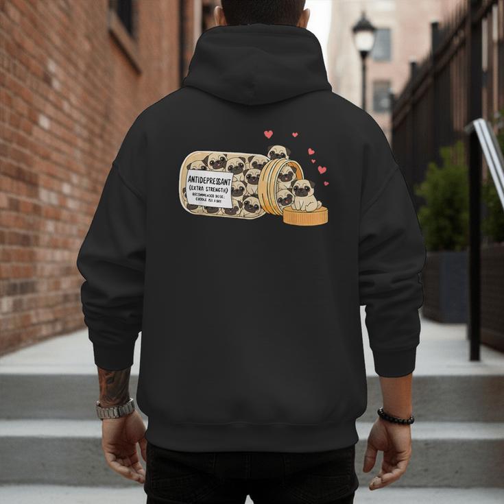 Pug Anti Depressant Mom Dad Kids Men's Hoodie Back Print