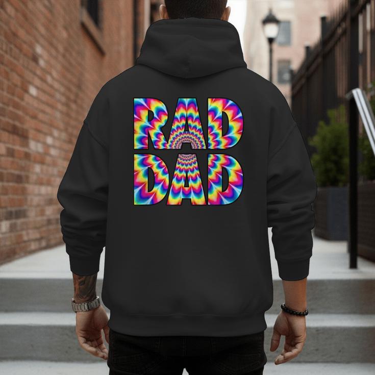 Rad Dad Trippy Hippie Tie-Dye Rainbow 70s Vibes Novelty Men's Hoodie Back Print