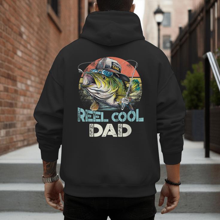 Reel Cool Dad Fishing Vintage Retro Father's Day Men's Hoodie Back Print