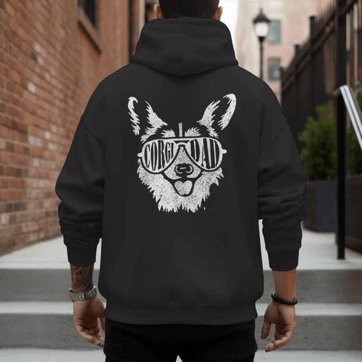 Retro Corgi Dad Dog Owner Pet Welsh Corgi Fathers Day Men's Hoodie Back Print