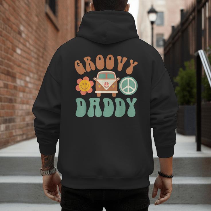 Retro Groovy Daddy Matching Family Birthday Party Men's Hoodie Back Print