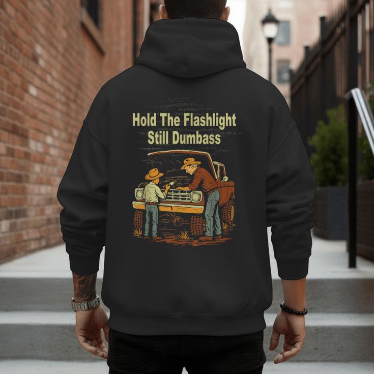 Retro Hold The Flashlight Still Dumbass Car Fixing Dad Son Men's Hoodie Back Print