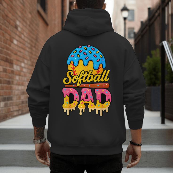Retro Ice Cream Drip Softball Dad Game Day Dad Father's Day Men's Hoodie Back Print