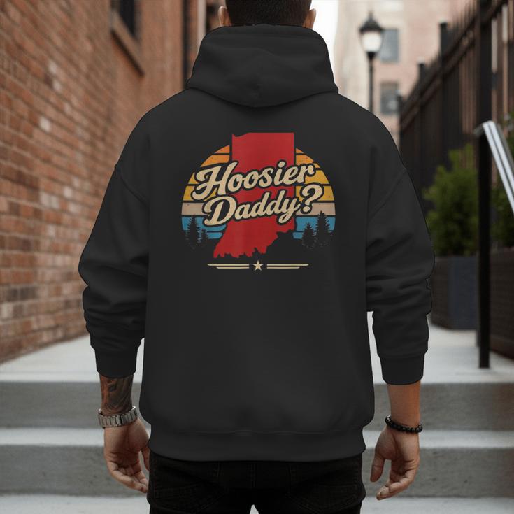 Retro Vintage US States Hoosier Daddy State Outline Desig Men's Hoodie Back Print