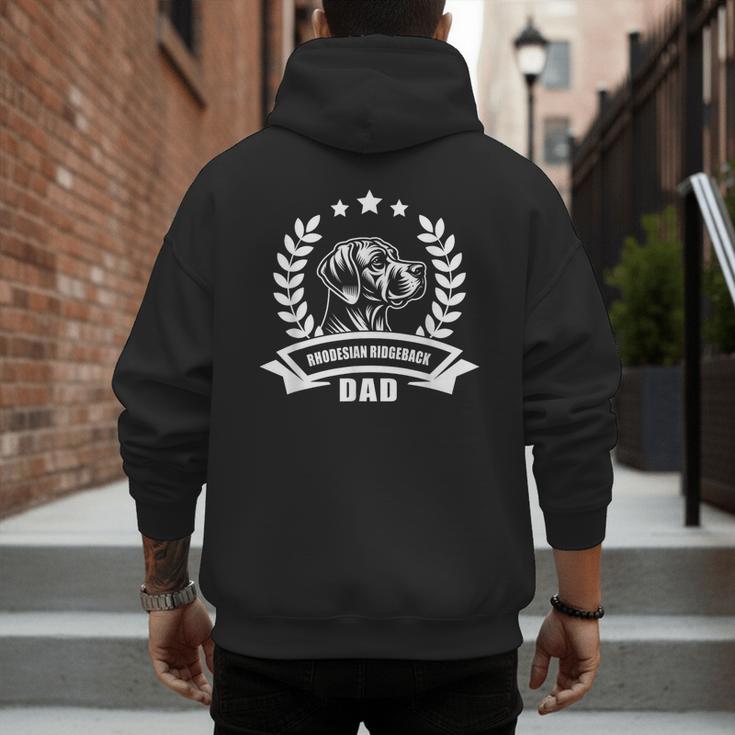 Rhodesian Ridgeback Dad With Banner And Ear Wreath Men's Hoodie Back Print