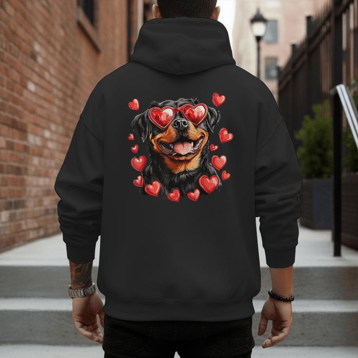 Rottweiler Heart Glasses Cute Rottie Dog Lover Mom Dad Kids Men's Hoodie Back Print