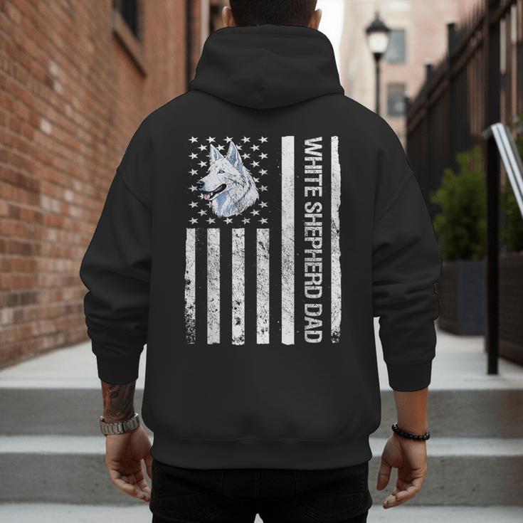 Shepherd Dad USA Flag White German Shepherd Men's Hoodie Back Print