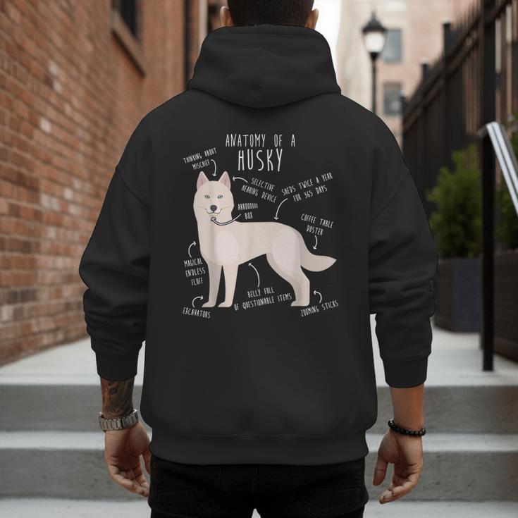 Siberian Husky Dog Anatomy Pet Mom Cute Dog Dad Men Women Kids Men's Hoodie Back Print
