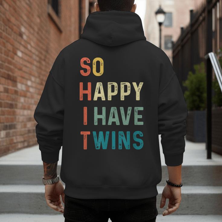 So Happy I Have Twins Mom Dad Parent Saying Slogan Men's Hoodie Back Print