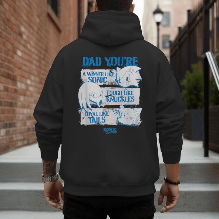 Sonic The Hedgehog Father's Day Dad Qualities Distressed Men's Hoodie Back Print
