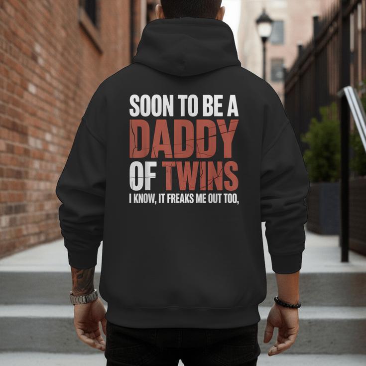 Soon To Be Dad Twins Fatherhood Pregnancy Announcement New D Men's Hoodie Back Print