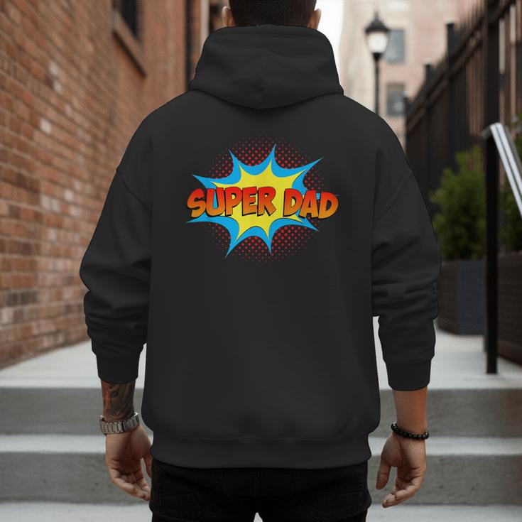 Super Dad Family Matching Superhero Comics Set Fathers Day Men's Hoodie Back Print