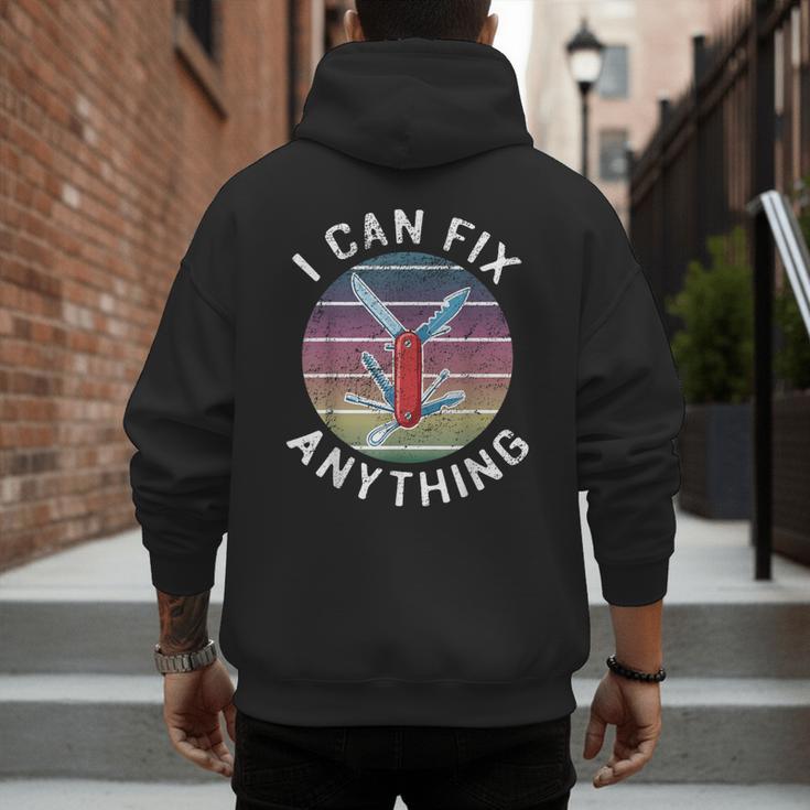 Swiss Army Knife DIY Dad Fathers Day Fix Anything Handyman Men's Hoodie Back Print