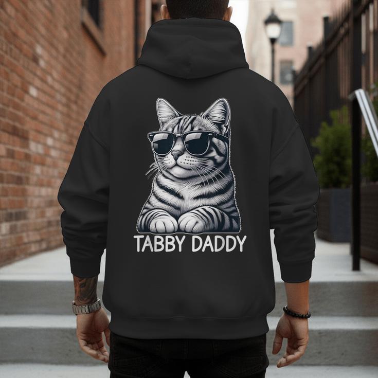 Tabby Daddy Cat Dad Graphic Grey Tabby Cat Lover Men's Hoodie Back Print