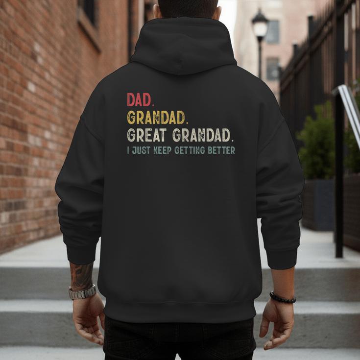 Vintage Dad Grandad Great Grandad i Just Keep Getting Better Men's Hoodie Back Print