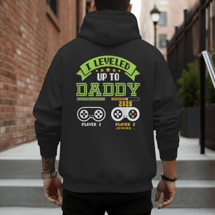 Vintage Leveling Up To Daddy 2026 Soon To Be Dad 2026 Men's Hoodie Back Print