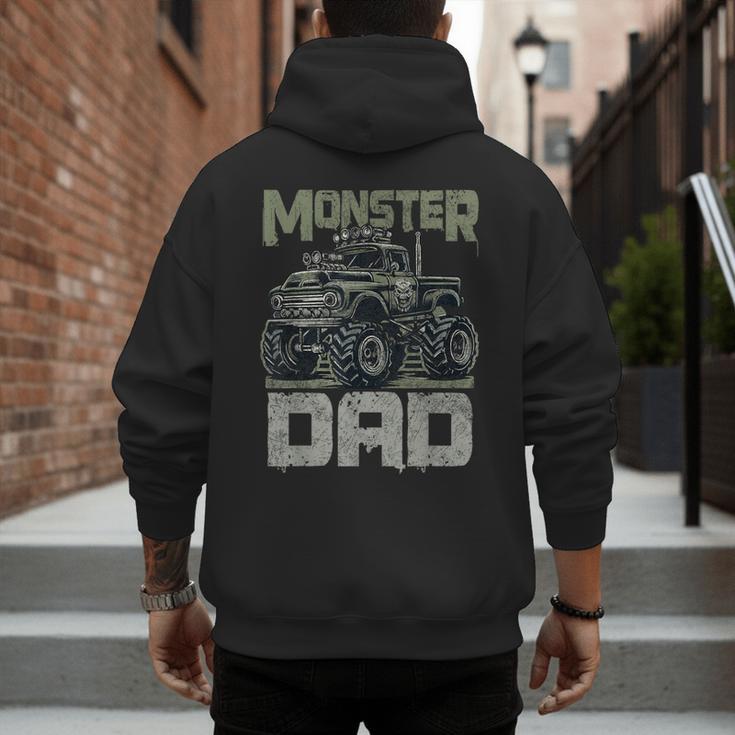 Vintage Monster Truck Lover DAD Family Matching Birthday Men's Hoodie Back Print