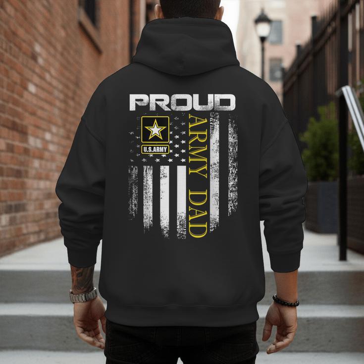 Vintage Proud Army Dad With American Flag Men's Hoodie Back Print