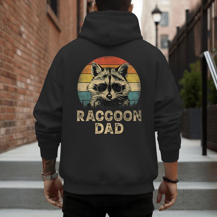 Vintage Raccoon Dad Raccoon Lovers Daddy Father's Day Men's Hoodie Back Print