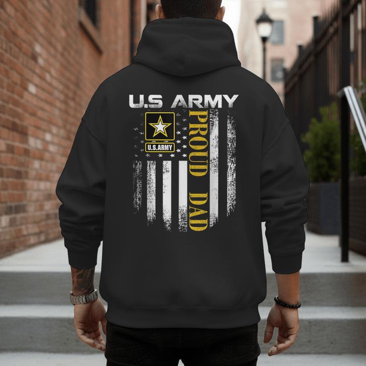 Vintage US Army Proud Dad With American Flag Men's Hoodie Back Print