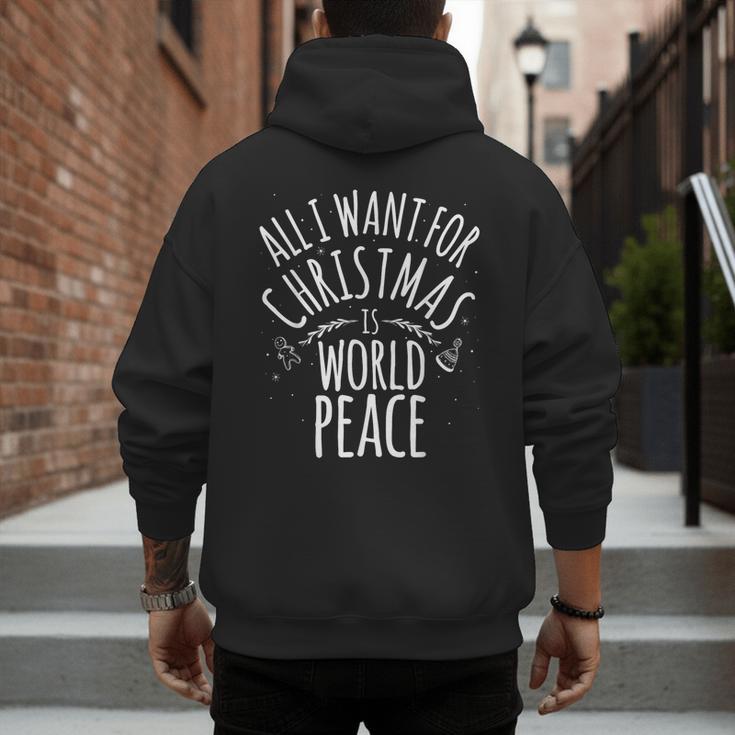 ALL I WANT FOR CHRISTMAS IS WORLD PEACE Shirt Mom Dad Men's Hoodie Back Print ALL I WANT FOR CHRISTMAS IS WORLD PEACE Shirt Mom Dad Men's Hoodie Back Print