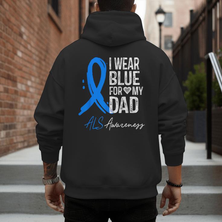 I Wear Blue For My Dad Shirt ALS Awareness Tshirt Men's Hoodie Back Print