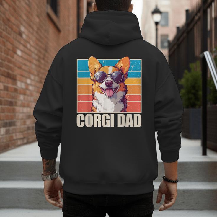 Welsh Corgi Pembroke Dog Corgi Dad -Adults Small Classic Fit Short Sleeve Cotton Polyester Blend Men's Hoodie Back Print