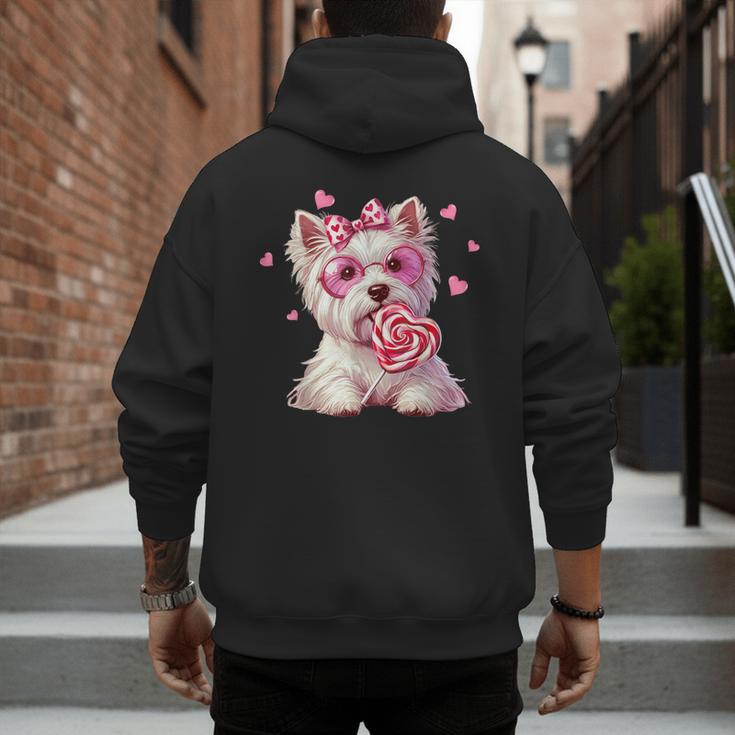 Westie Dog Valentines Day Dog Mom Westie Dad Candy Sucker For Men Women Girls Kids Men's Hoodie Back Print
