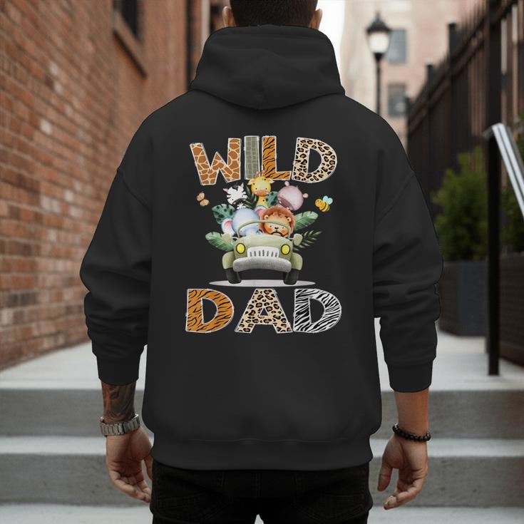 Wild Dad 1St Birthday Safari Jungle Animal Truck Men's Hoodie Back Print