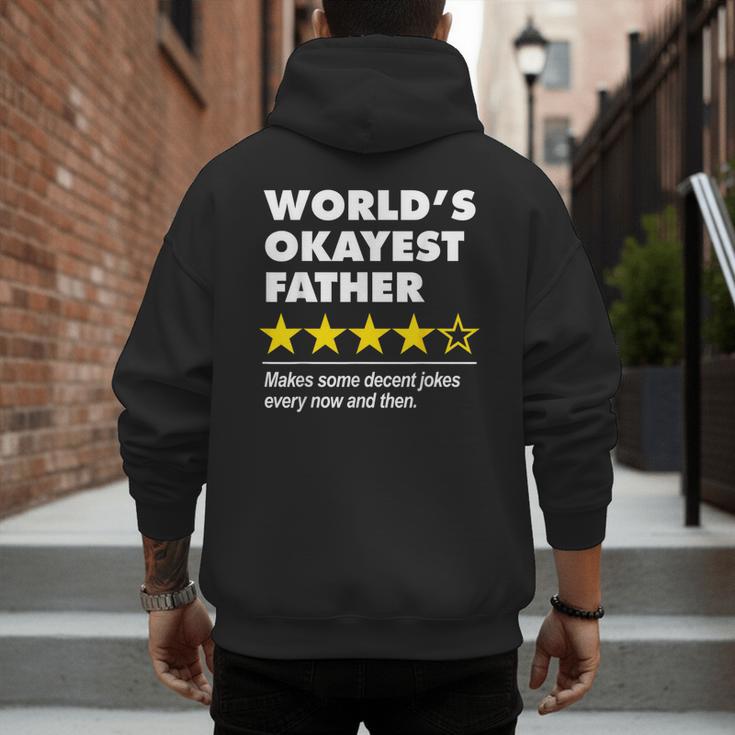 Worlds Okayest Father Dad Joke Review For Fathers Day Men's Hoodie Back Print Worlds Okayest Father Dad Joke Review For Fathers Day Men's Hoodie Back Print