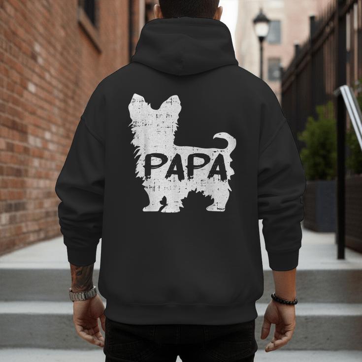 Yorkshire Terrier Papa Dog Puppy Doggie Pet Lover Yorkie Dad Men's Hoodie Back Print