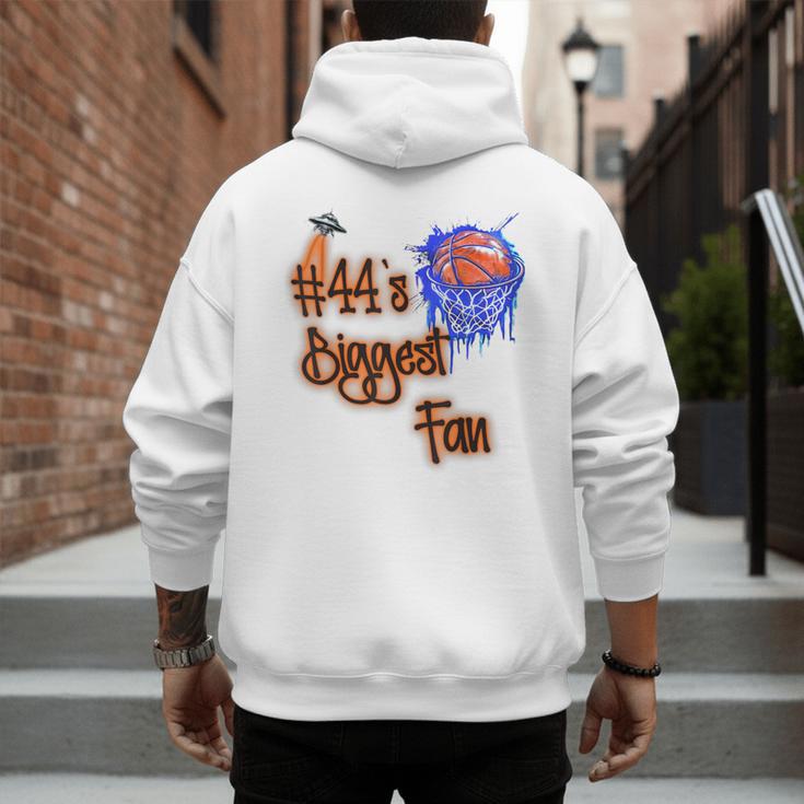 44 Biggest Fan Of Basketball Player Number 44 Dad Mom Men's Hoodie Back Print