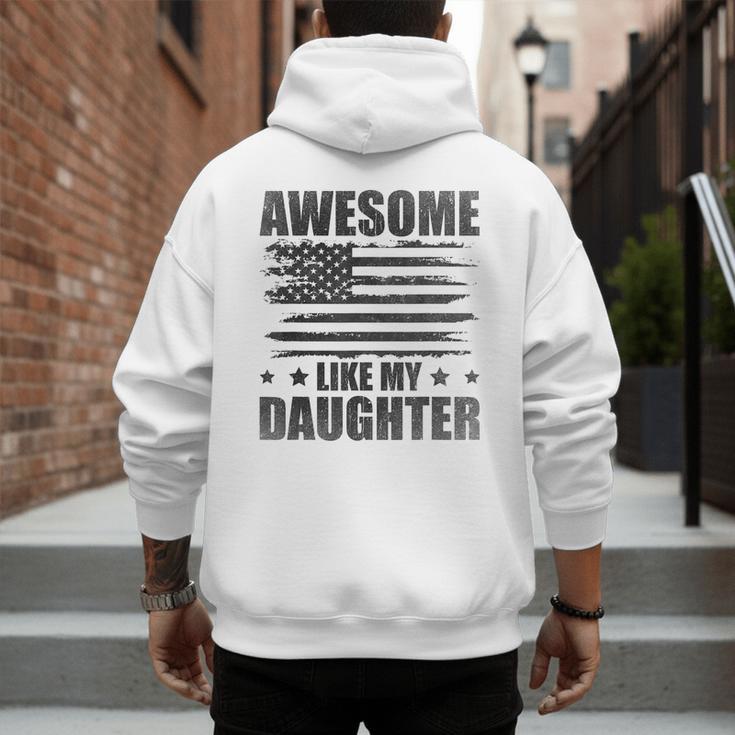 Awesome Like My Daughter Mom Dad American Flag Men's Hoodie Back Print
