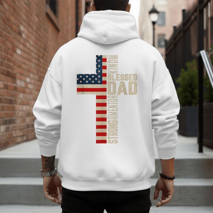 Blessed Dad Christian From Daughter Son Jesus Patriotic Men's Hoodie Back Print