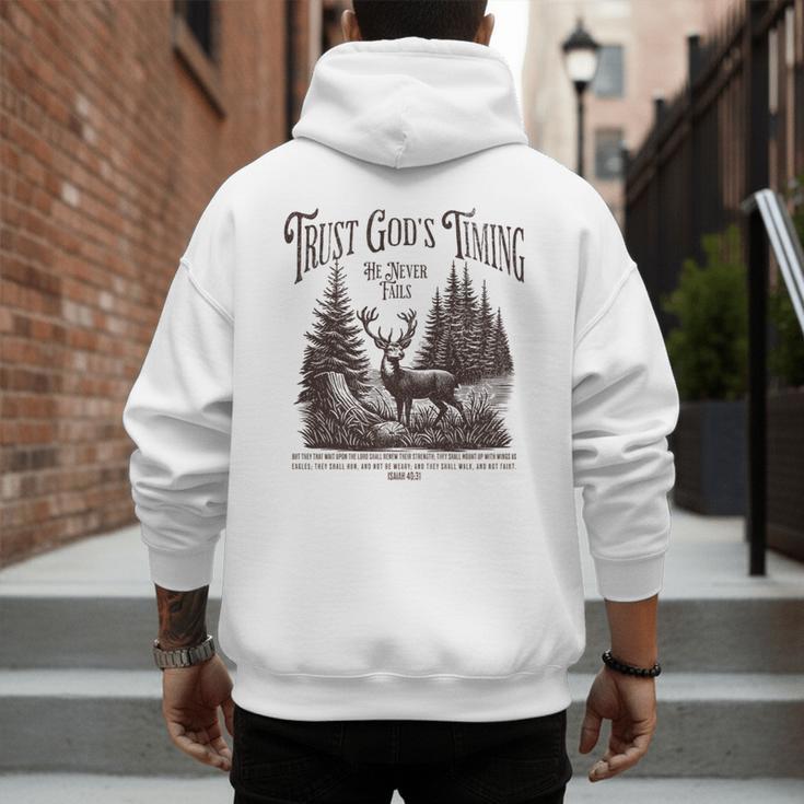 Christian Jesus Bible Verse Deer Elk Buck Hunting Dad Hunter Men's Hoodie Back Print