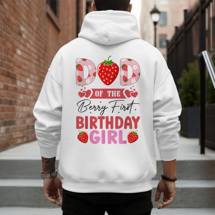 Dad Of The Berry First Birthday Girl Sweet Strawberry Men's Hoodie Back Print
