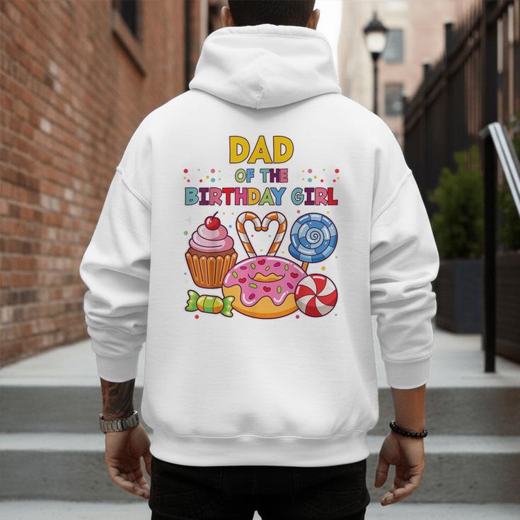 Dad Of The Birthday Girl Candyland Colorful Lollipop Party Men's Hoodie Back Print