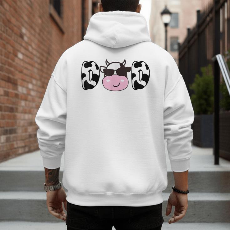 Dad Of The Birthday Girl Cow Daddy Papa Bday Matching Men's Hoodie Back Print