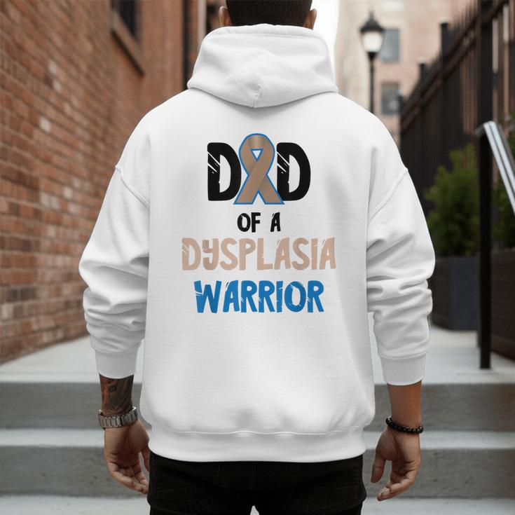 Dad Of A Hip Dysplasia Warrior Beige Blue Hip Dysplasia Men's Hoodie Back Print