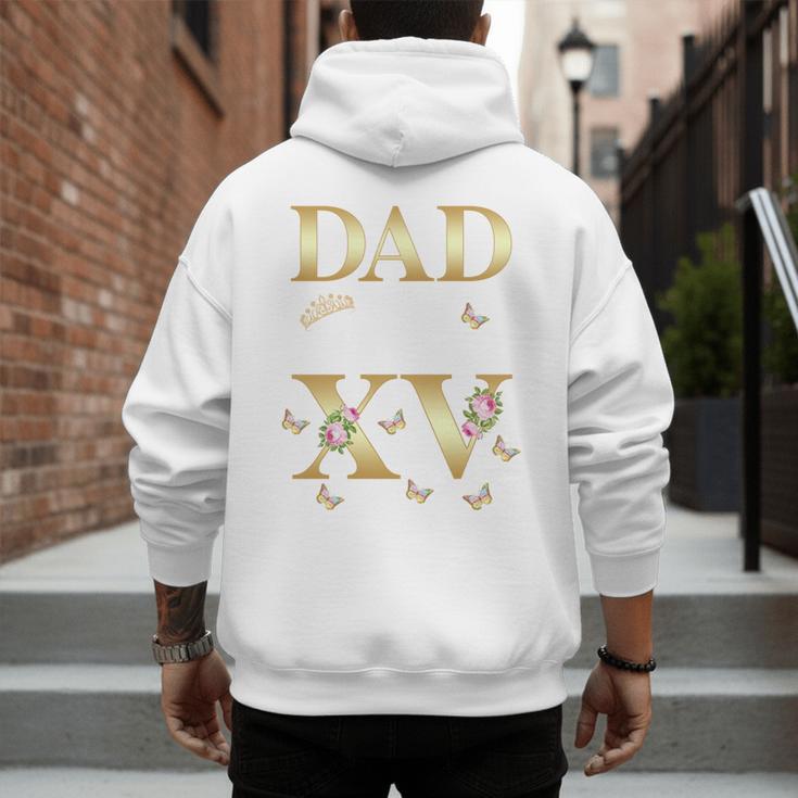 Dad Of The Miss Quince XV Birthday Mexican Quinceanera Men's Hoodie Back Print