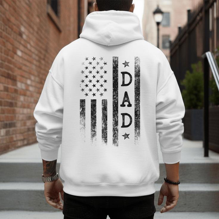 Dad Patriotic American USA Flag Father's Day Dad Men's Hoodie Back Print